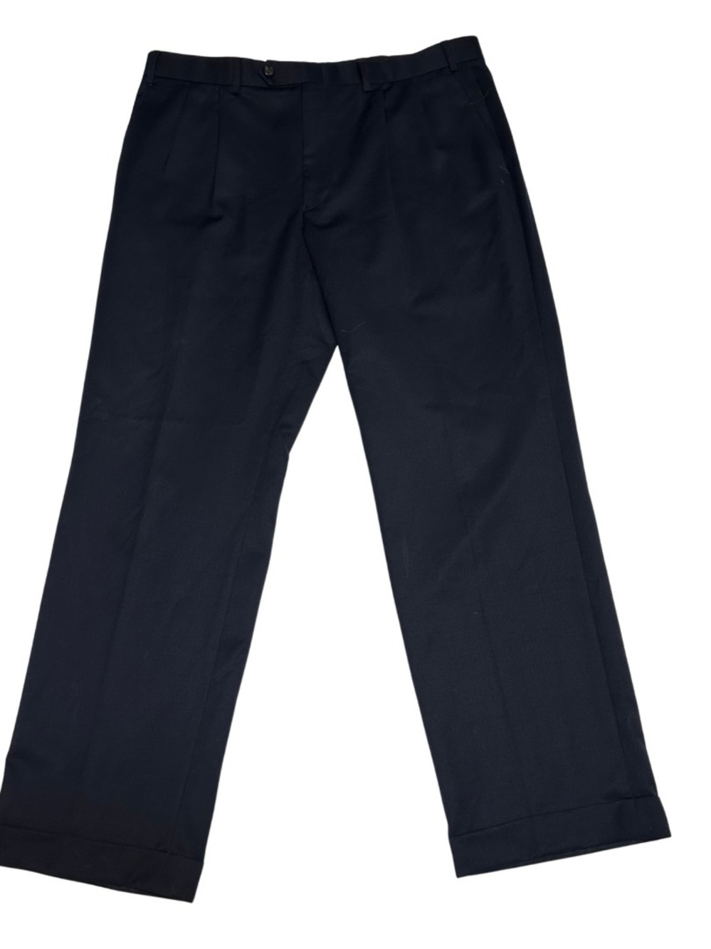 Lauren Ralph Lauren Men's 100% Wool Pleated Cuffed Dress Pants, Navy, 36W x 30L